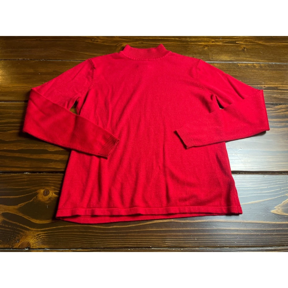 Liz Baker Sweater, Women's Size Medium, Red, Mock Neck, Pullover